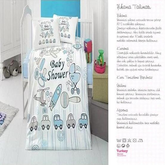 Bebegen Baby Shower Yazılı Erkek Bebek Nevresim Takımı
