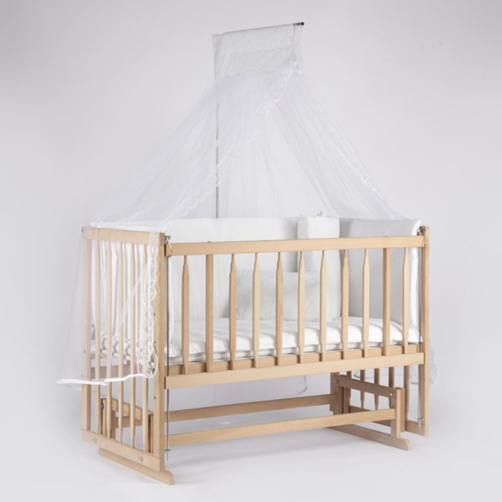 Bebeget Full Organik Ahşap Beşik Anne Yanı Sallanır Beşik 60X120CM+BEYAZ Uyku Set+Yatak - Ceviz Beşik Fiyatı