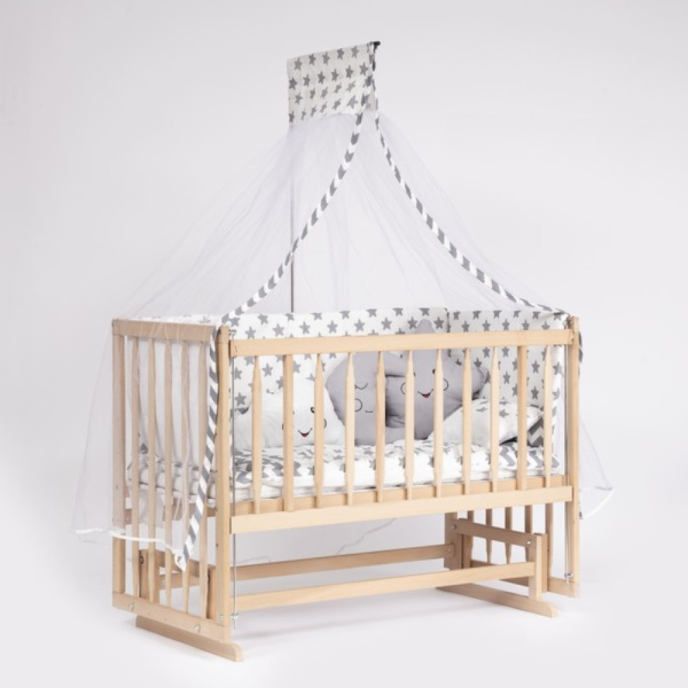 Bebeget Süper Full Natural Ahşap 4 Kademeli Anne Yanı Sallanır Bebek Beşiği 60X120 -S05 Uyku Set+Yatak Beşik Fiyatı