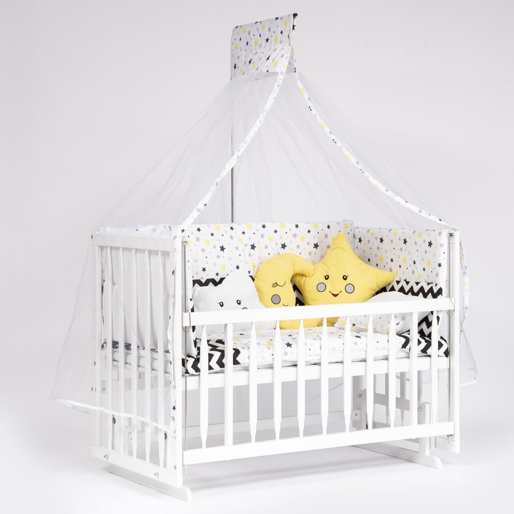 Bebeget Süper Natural Ahşap Beşik 4 Kademeli Beyaz Anne Yanı Sallanır 60X120-B14 Sarı Ayst Uyku Seti+Yataklı Bebek Oyun Parkı & Beşikleri Fiyatı