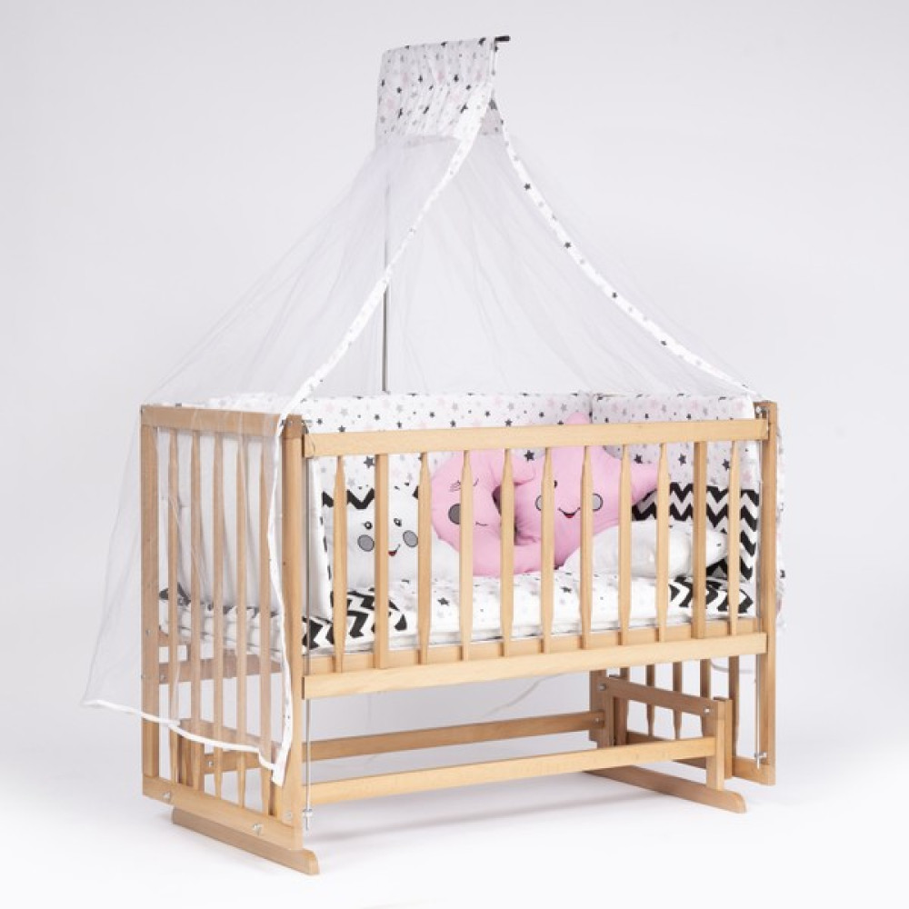Bebeget Vernikli Ahşap Doğal Beşik 4 Kademeli Anne Yanı Sallanır Bebek Beşiği 60X120 -Uyku Seti+Yatak D7 Beşik Fiyatı