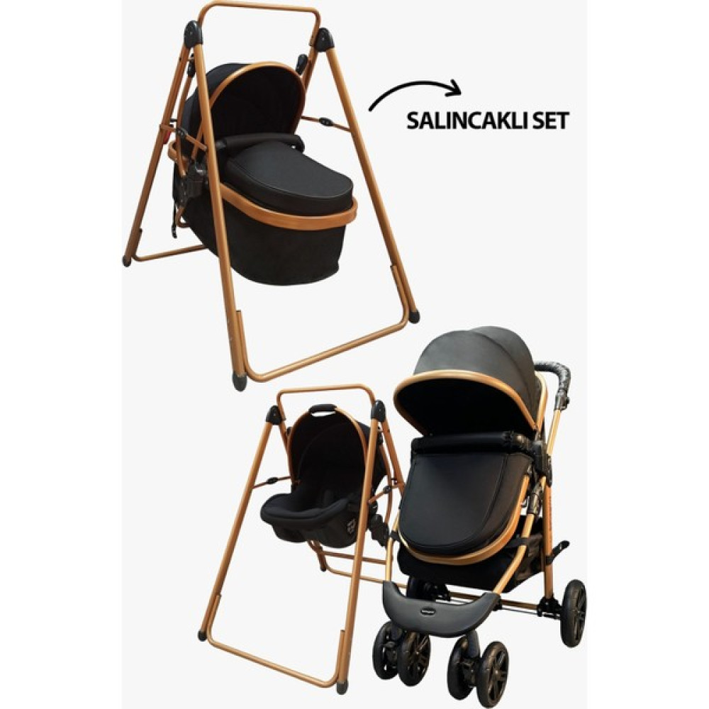 Bebegold Classic Black Seyahat Sistem Bebek Arabası Salıncak Aparatlı Set (Travel Sistem Bebek Arabası+Salıncak) - Siyah Bebek Arabası-Puset Aksesuarları Fiyatı