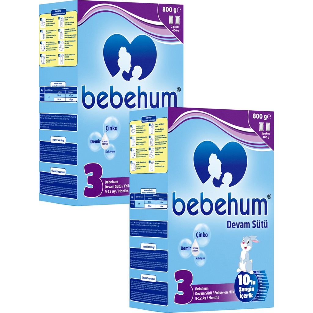 Bebehum 3 No Devam Sütü 9-12 Ay 800 gr x 2 Adet Bebek Mamaları Fiyatı