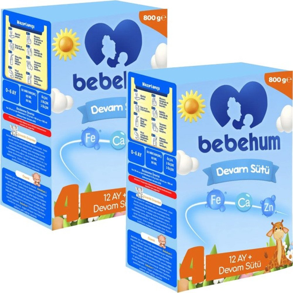 Bebehum 4 No Devam Sütü 12 Ay+ 800 gr x 2 Adet Bebek Mamaları Fiyatı