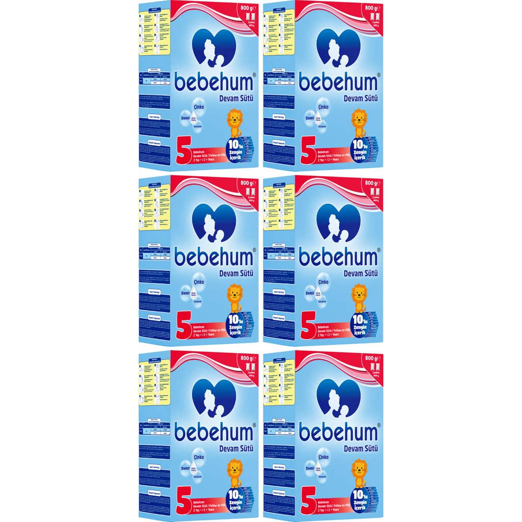 Bebehum 5 No Devam Sütü 2+ Yaş 800 gr x 6 Adet Bebek Mamaları Fiyatı