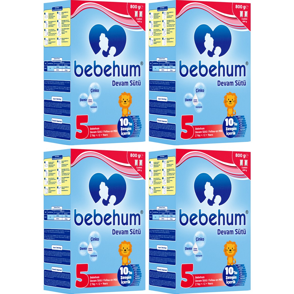 Bebehum 5 No Toz Devam Sütü 2 Yaş+ 800 gr x 4 Sütlü İçerik ile Zengin Besin Desteği Bebek Mamaları Fiyatı
