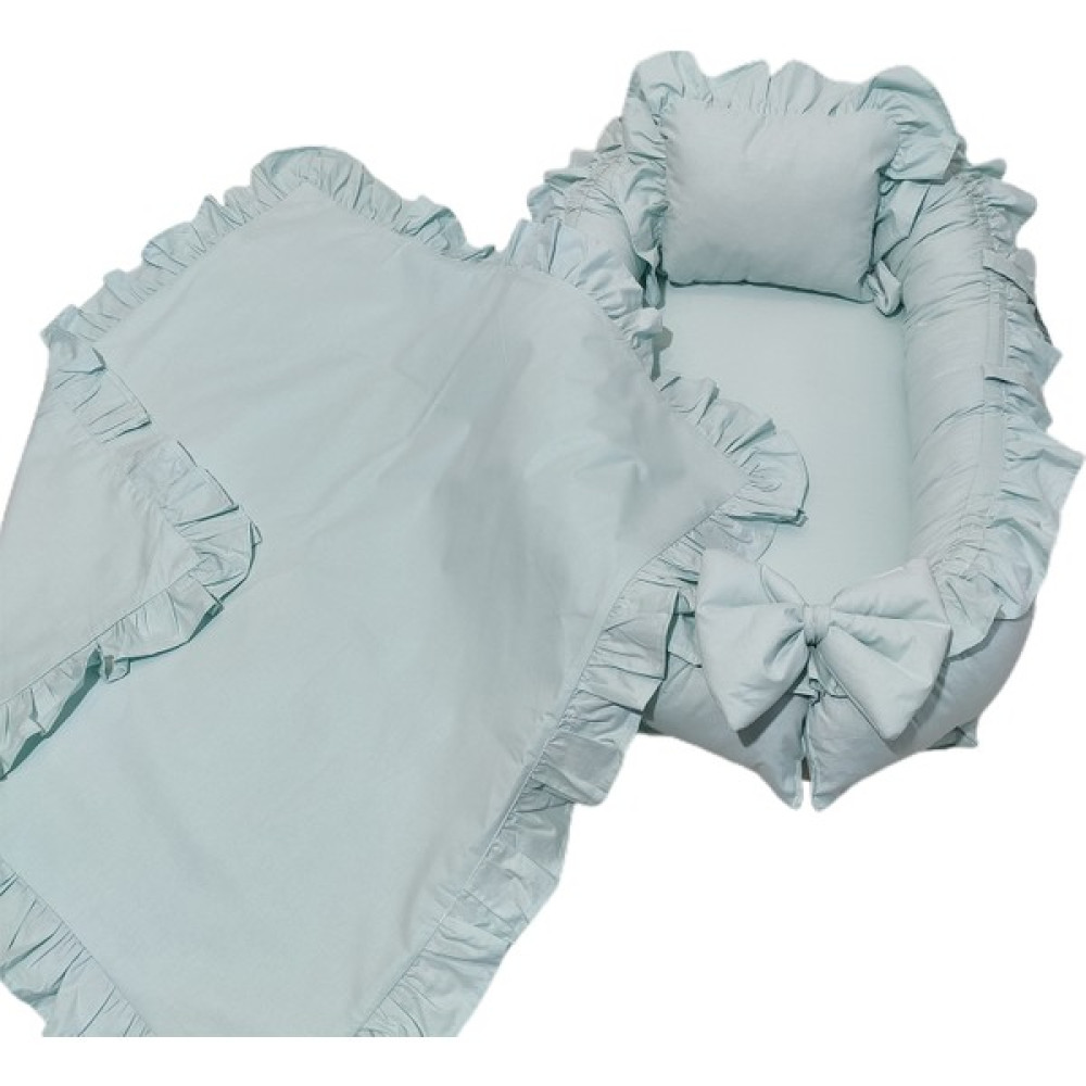 Bebek Atölyesi Bebekatölyesi Babynest ve Battaniye Nil Yeşil Renk Fırfır Kenarlı Ana Kucağı Fiyatı