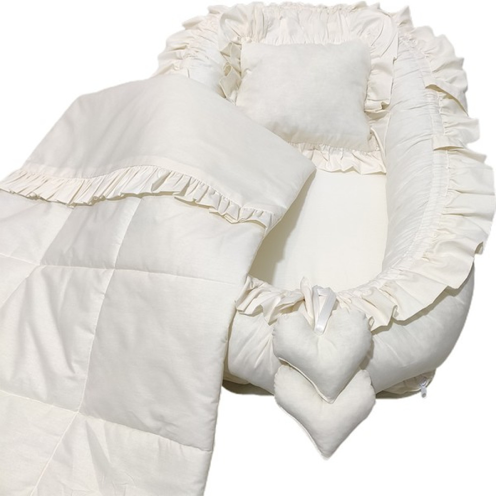Bebek Atölyesi Bebekatölyesi Babynest ve Yorgan Krem Renk Fırfır Kenarlı - Bej Ana Kucağı Fiyatı