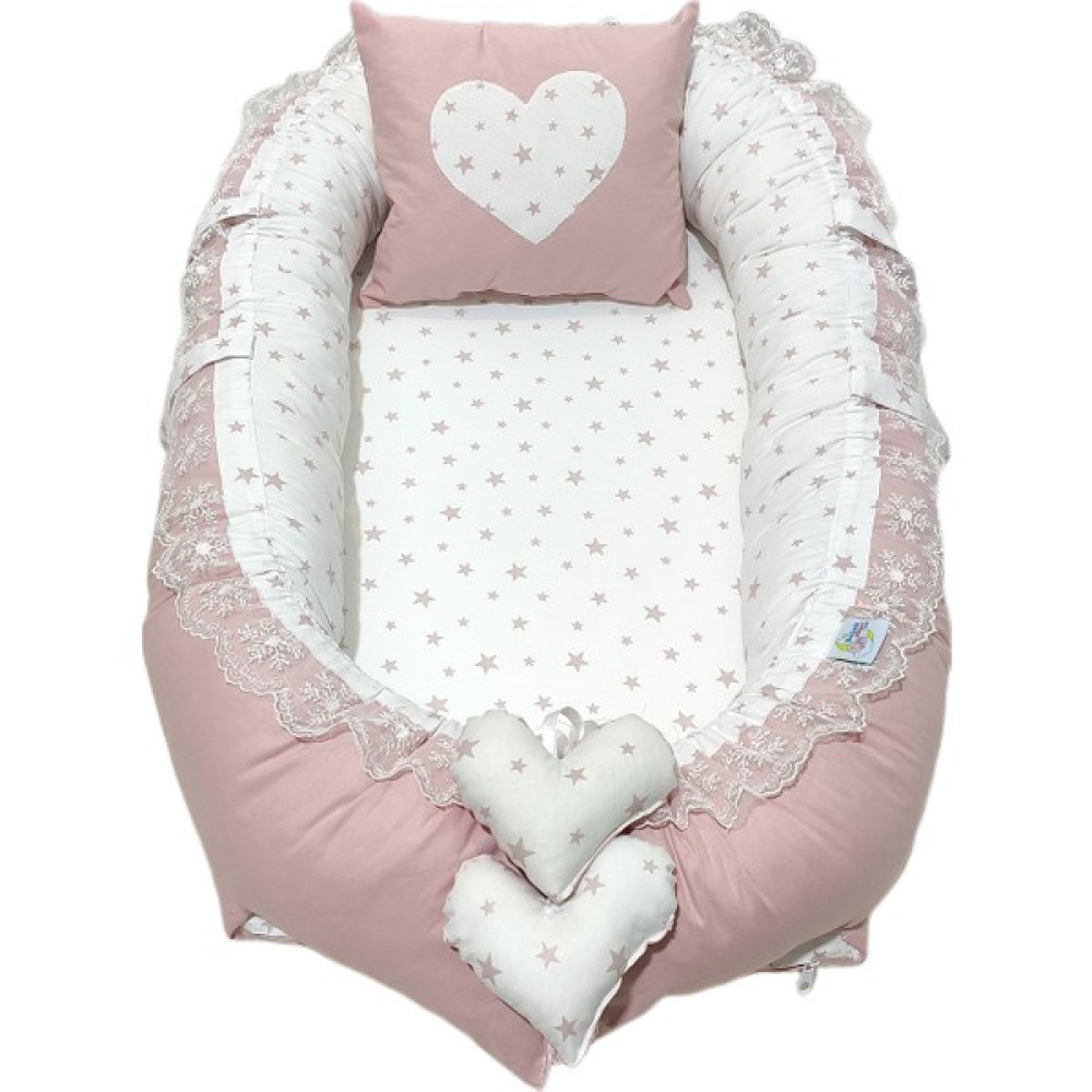 Bebek Atölyesi Pudra Yıldız Desenli Babynest - Renkli Ana Kucağı ve Oto Koltuğu Fiyatı