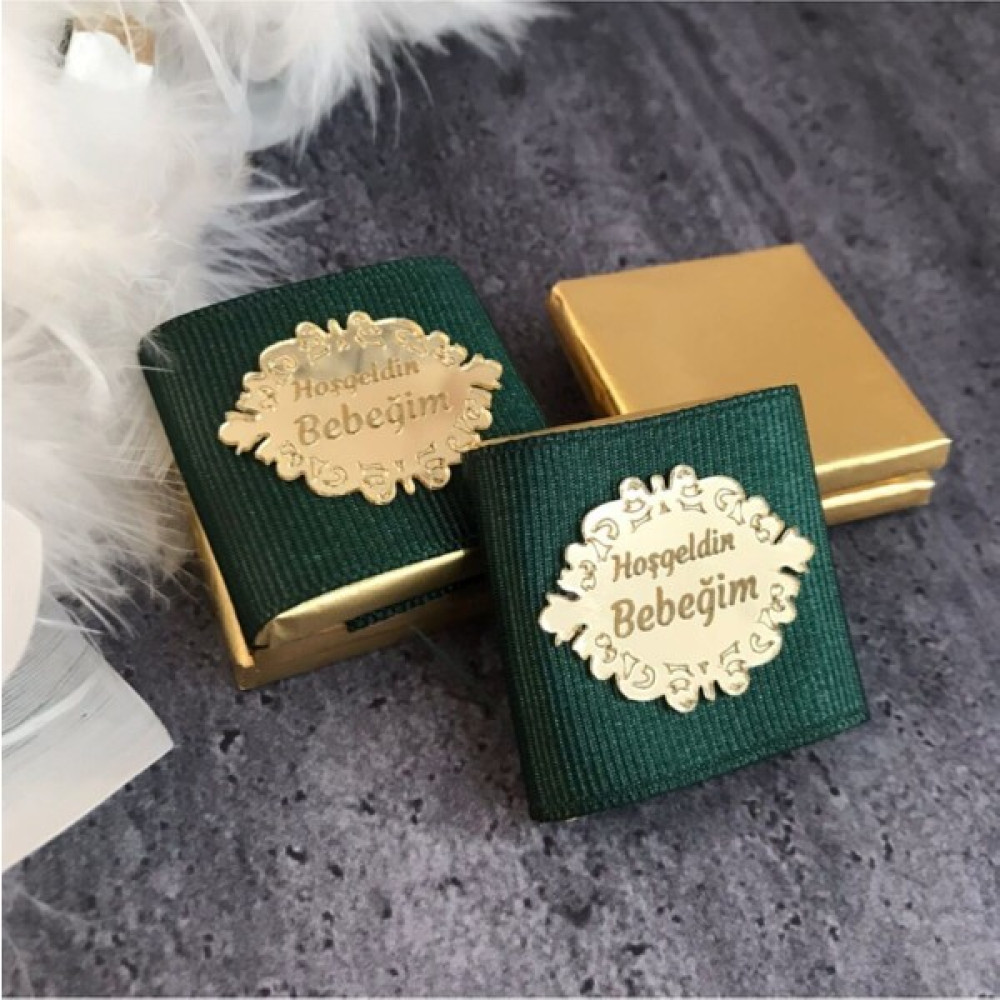 Bebek Çikolatası Aynalı Madlen - 30 Adet lik Çikolata Hoşgeldin Bebeğim - Frame Gold - Krem - Yenidoğan Oto Boyaları Fiyatı