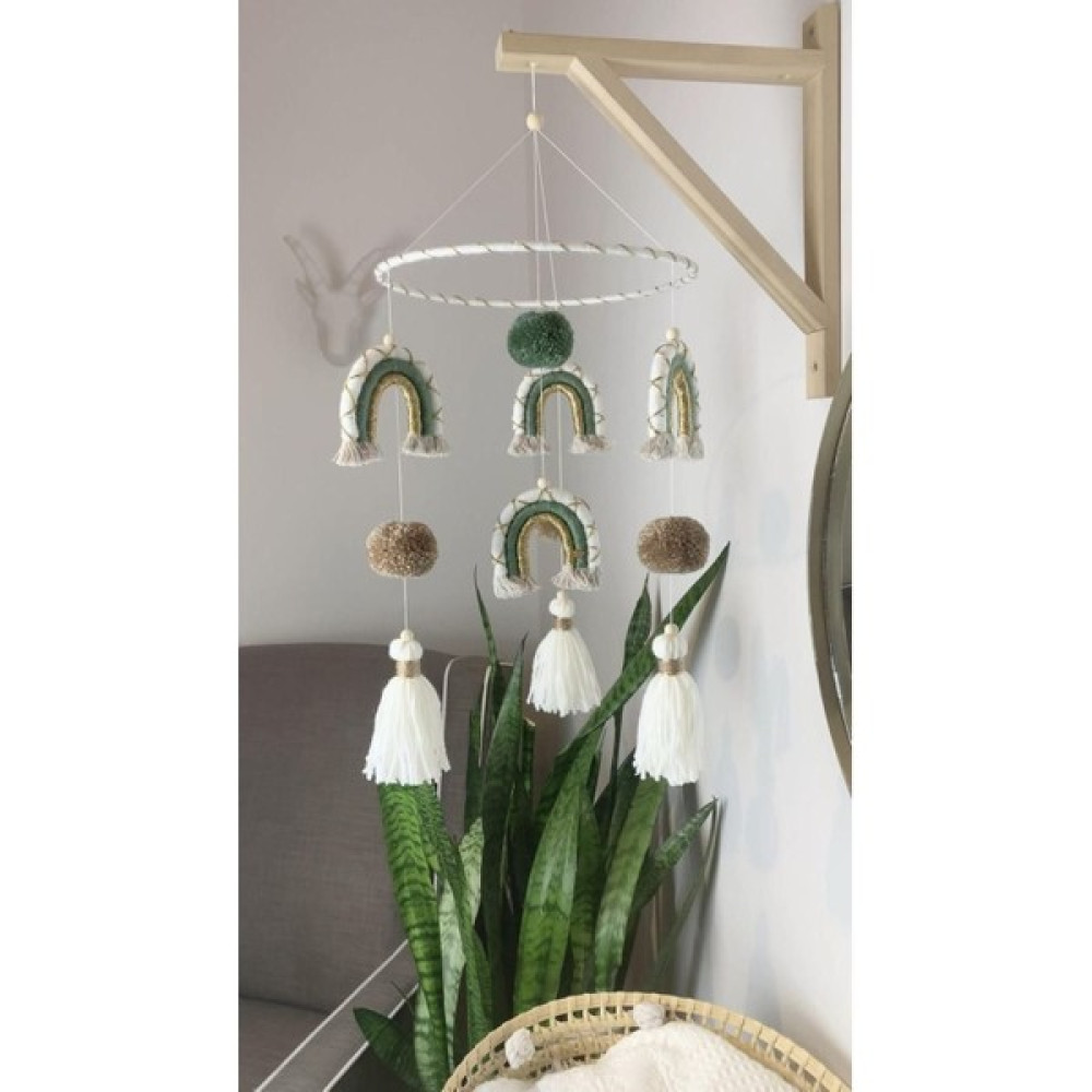 Bebek / Çocuk Odası %100 El Yapımı Makrome Gökkuşağı Beşik Dönencesi Bebek Oyuncakları Fiyatı