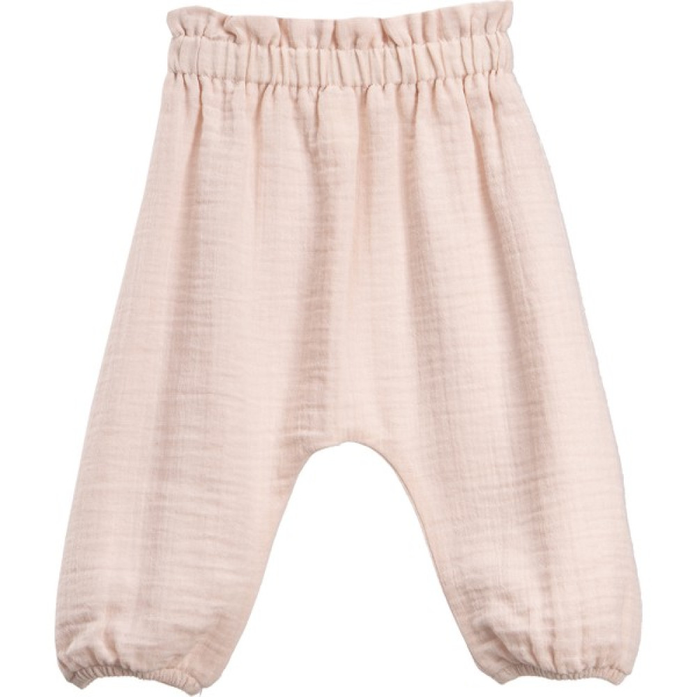 Bebek Müslin Pantolon Organik Pamuk Beli Ve Paçaları Lastikli Pembe Bebek Pantolon Fiyatı