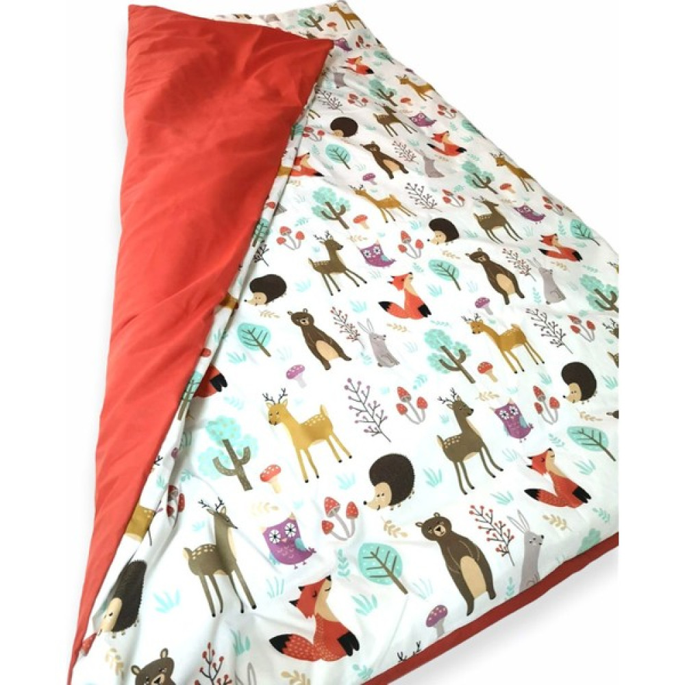 Bebek Özel 100 x 150 cm Pamuklu Kumaştan Bebek Yorganı (Sevimli Orman/kiremit ) Bebek Yorganı Fiyatı
