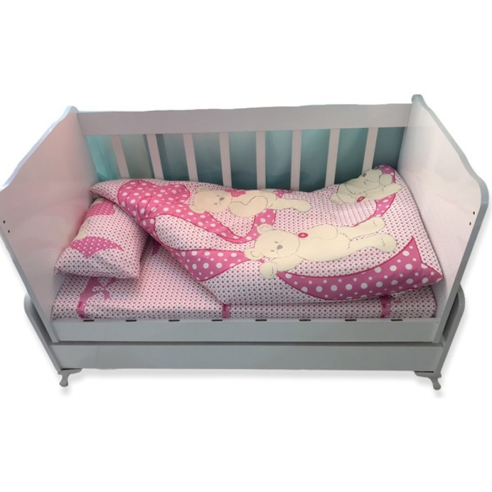 Bebek Özel Bebek/çocuk Nevresim Takımı 100X150 Ayıcıklı Puantiyeli - 100 x 150 cm - Pembe Bebek Nevresim Takımı Fiyatı