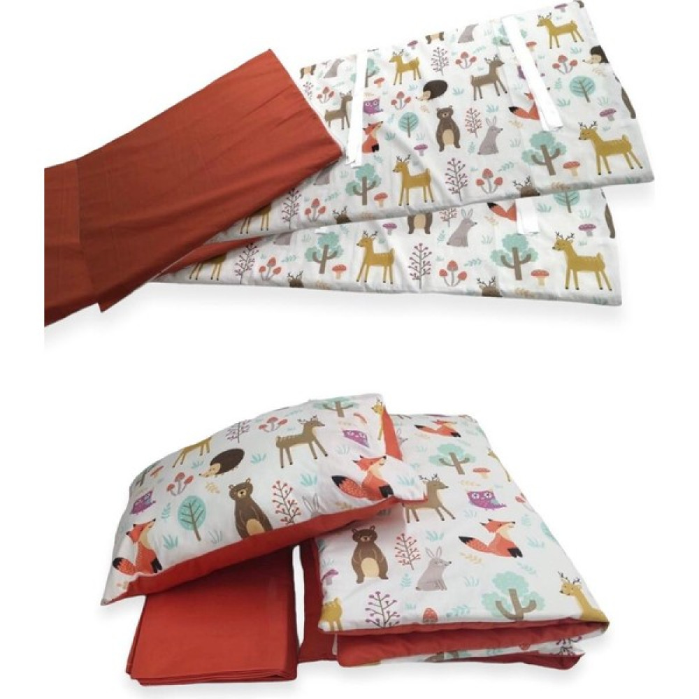 Bebek Özel Bebek/çocuk Uyku Seti Sevimli Orman/kiremit Renk 7 Parça - 60 x 120 cm - Renkli Bebek Uyku Seti Fiyatı