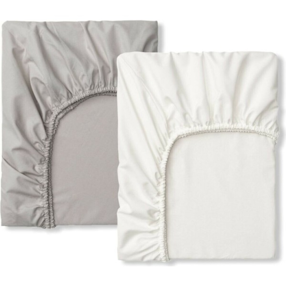 Bebek Özel Pamuklu Bebek ve Çocuk Lastikli Çarşaf Beyaz ve Gri 65X95 (2 Adet) - Renkli - 65 x 95 cm Bebek Yatak Çarşafı Fiyatı