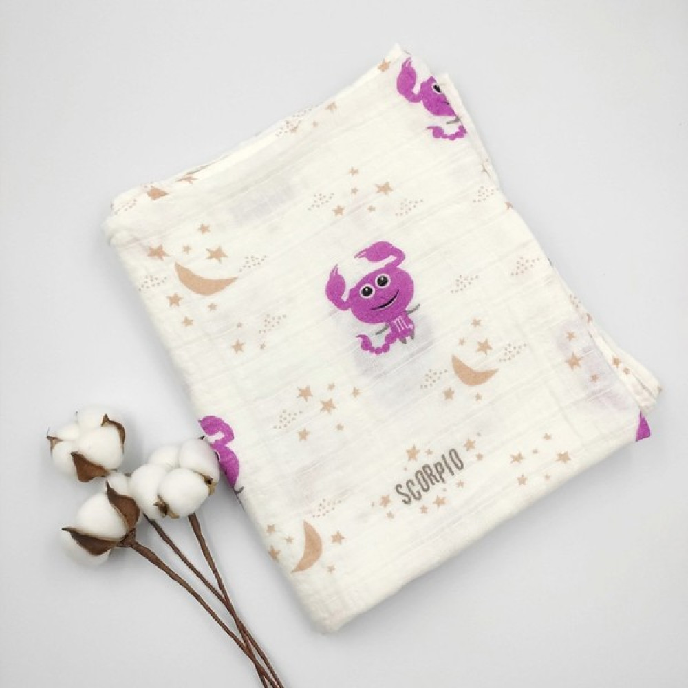 Bebek Star Müslin Örtü Akrep Burç Desenli 100x120 cm - 120 x 120 cm Hamilelik ve Emzirme Fiyatı