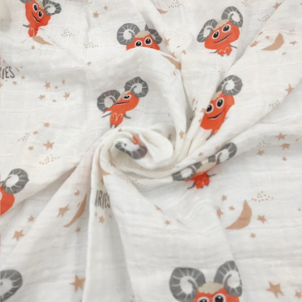 Bebek Star Müslin Örtü Koç Burç Desenli 100x120 cm - 120 x 120 cm Hamilelik ve Emzirme Fiyatı