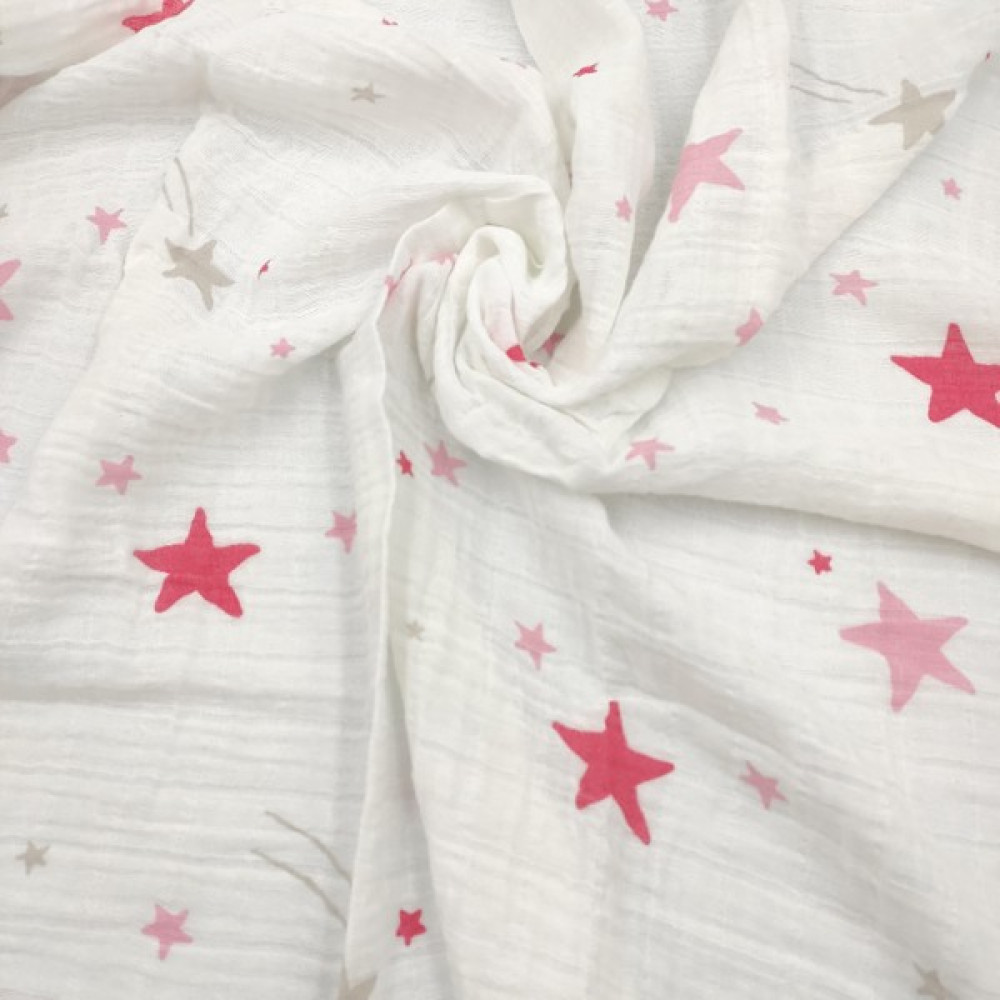 Bebek Star Müslin Örtü Pembe Yıldız Desenli 100x120 cm Hamilelik ve Emzirme Fiyatı