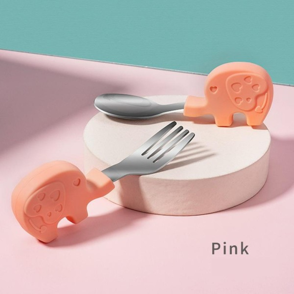 Bebek Yeme Kısa Saplı Çocuk Paslanmaz Çelik Çatal Kaşık (Yurt Dışından) - Pembe Mama Seti Fiyatı