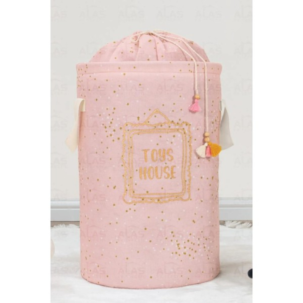 Bebek Yuvarlak Torbalı Oyuncak Ve Kirli Sepeti 46X31 (Pembe) - Açık Pembe Bebek Kirli Torbası Fiyatı