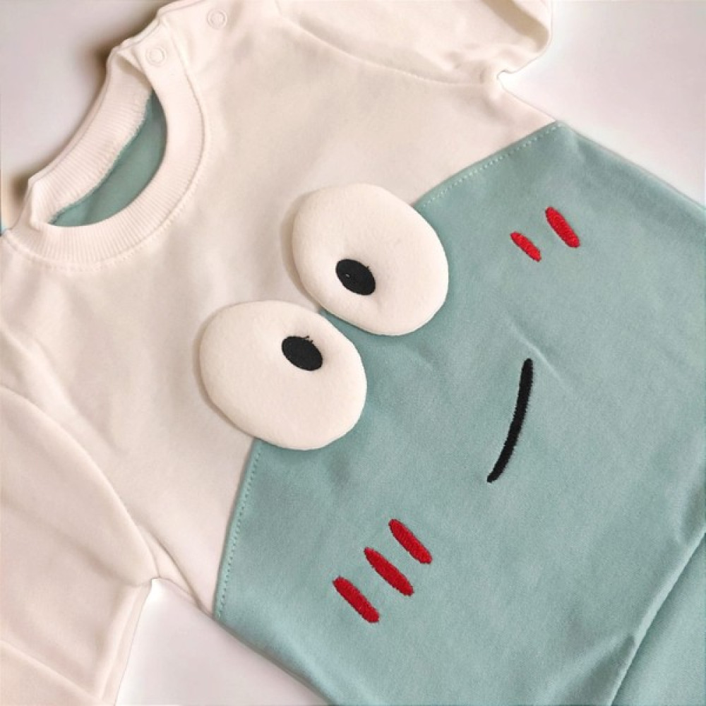 Bebekcim 3-6 / 6-9 Ay Unisex Pamuklu Şaşkın Göz Kabartma Desen 2'li Takım Bebek Giysi Takım Fiyatı