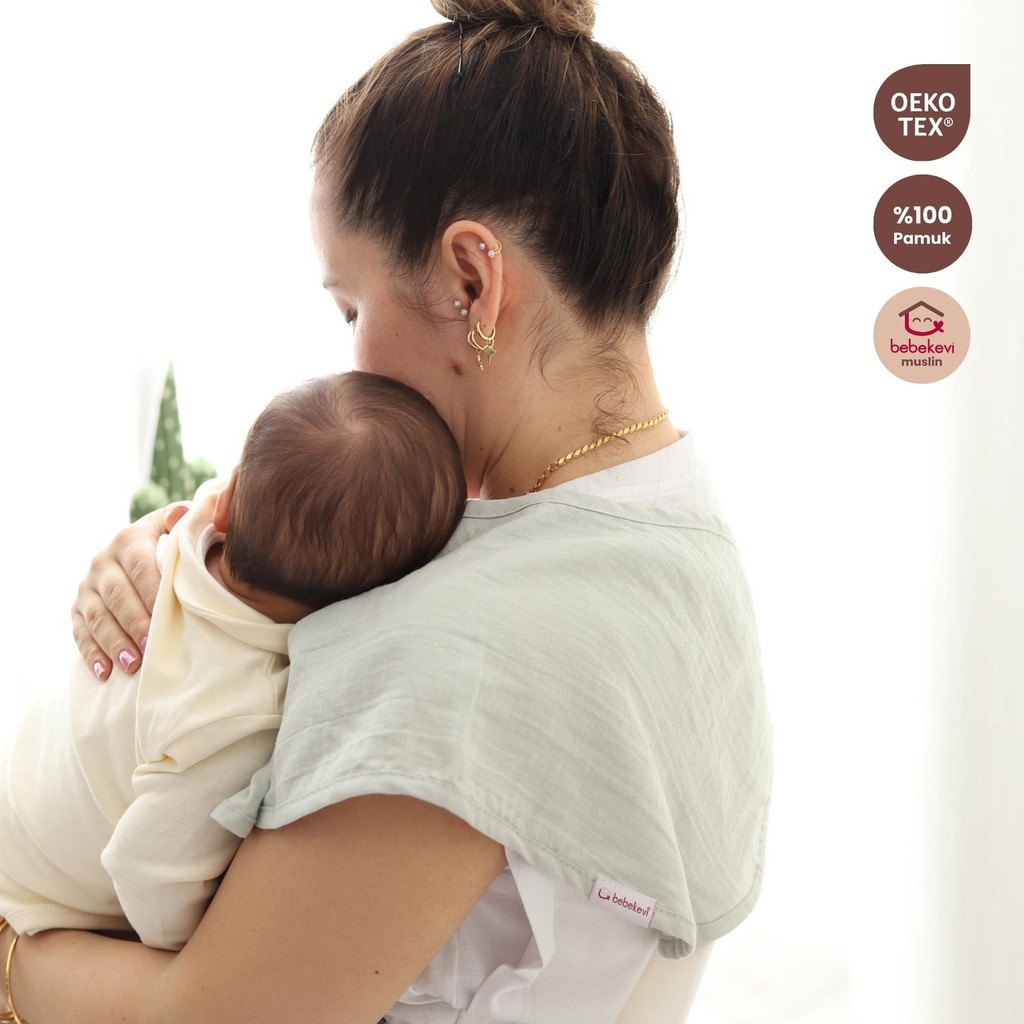 Bebekevi Oeko-Tex® %100 Pamuk Müslin Bebek Omuz Örtüsü – Emzirme Omuz Örtüsü - Yeşil Diğer Fiyatı