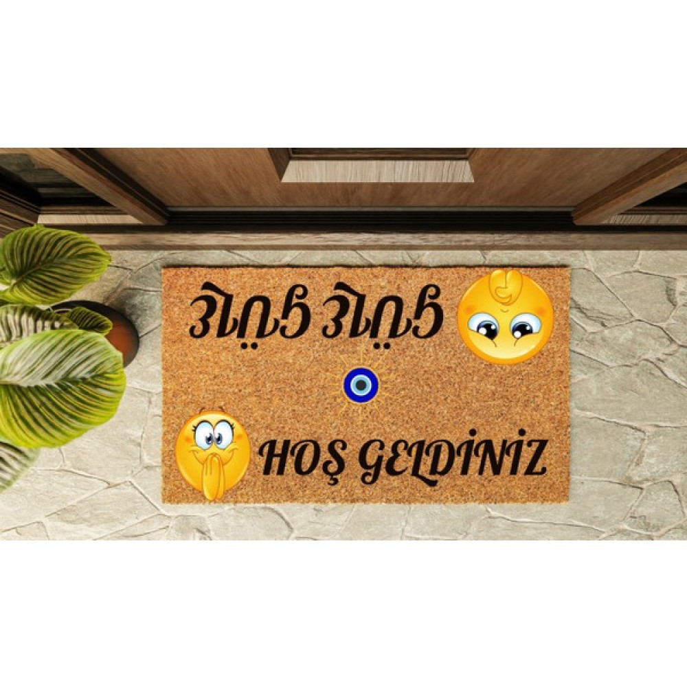 bebekokusu Kapı Önü Paspası Özel Tasarım Koko Model Emojiler PK-1554 - 40 x 70 cm - Hasır Oto Boyaları Fiyatı