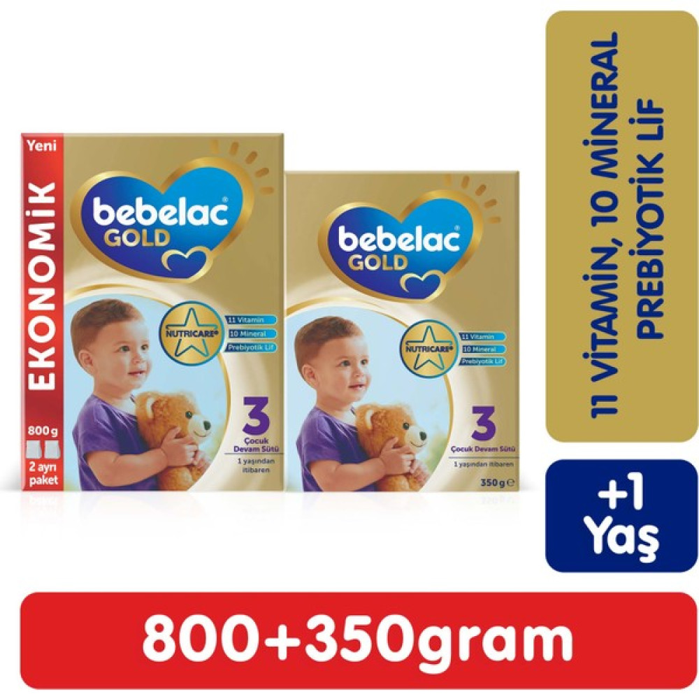 Bebelac Gold 3 Çocuk Devam Sütü 1150 gr (800 gr+350 gr) 1 Yaşından İtibaren Bebek Mamaları Fiyatı