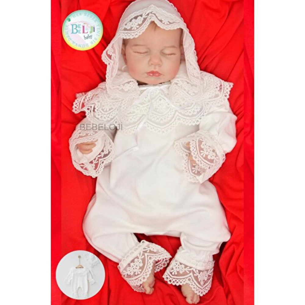 Bebeloji Baby Anjelika Kız Bebek Hastane Çıkışı Dantelli Tulum Şapka ( Mevlüt Tulum Yenidoğan Tulum ) Bebek Hastane Çıkışı Fiyatı