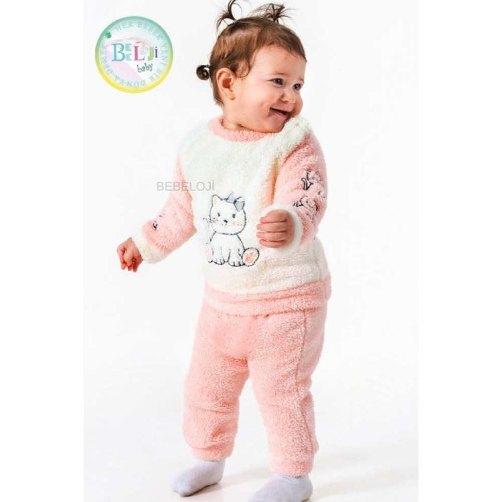 Bebeloji Baby Hello Kitty Kız Bebek Kışlık Polar Takım Welsoft 2li Kalın Eşofman Takımı Bebek Giysi Takım Fiyatı