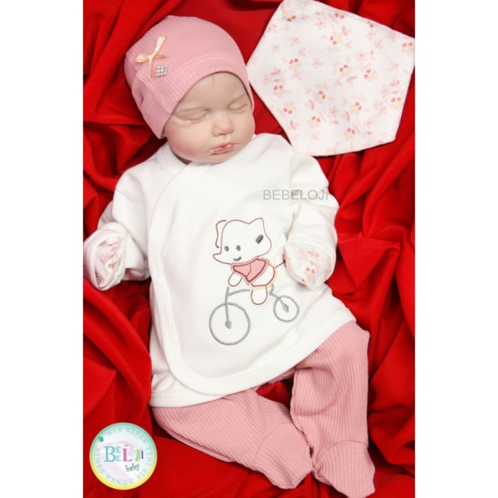 Bebeloji Baby Pembe Fil Kız Bebek Hastane Çıkışı 5'li Set Yenidoğan Kıyafeti Bebek Hastane Çıkışı Fiyatı