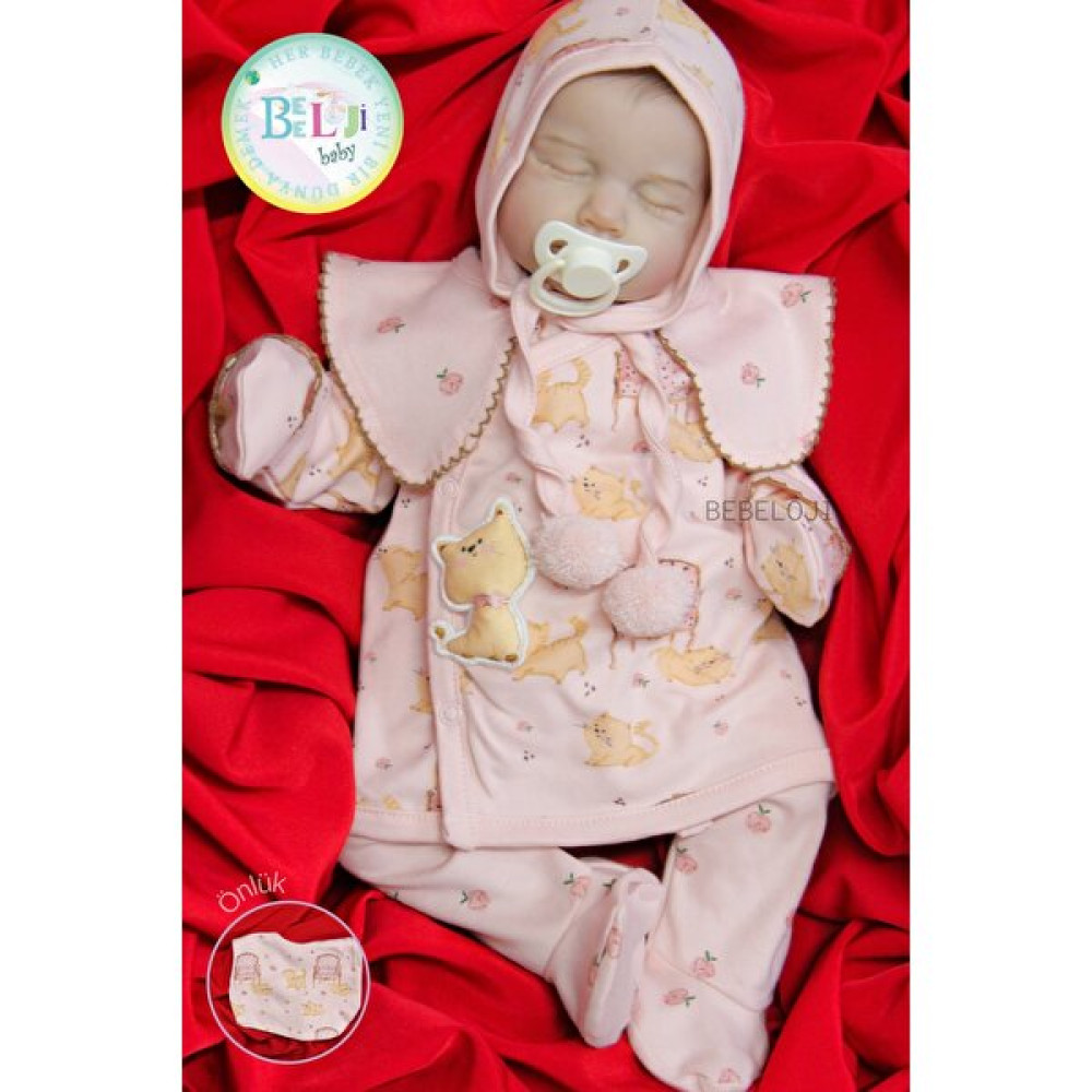 Bebeloji Baby Pisi Pisi Kedili Kız Bebek Hastane Çıkış Seti ( 5'li Hastane Cikisi Yenidoğan Kıyafeti ) Bebek Hastane Çıkışı Fiyatı