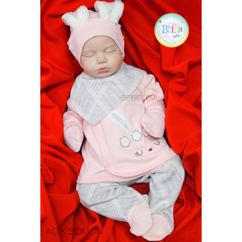 Bebeloji Baby Tavşanlı Kız Bebek Hastane Çıkışı 5'li Set Yenidoğan Kıyafeti Kiz Hastane Cikisi Bebek Hastane Çıkışı Fiyatı