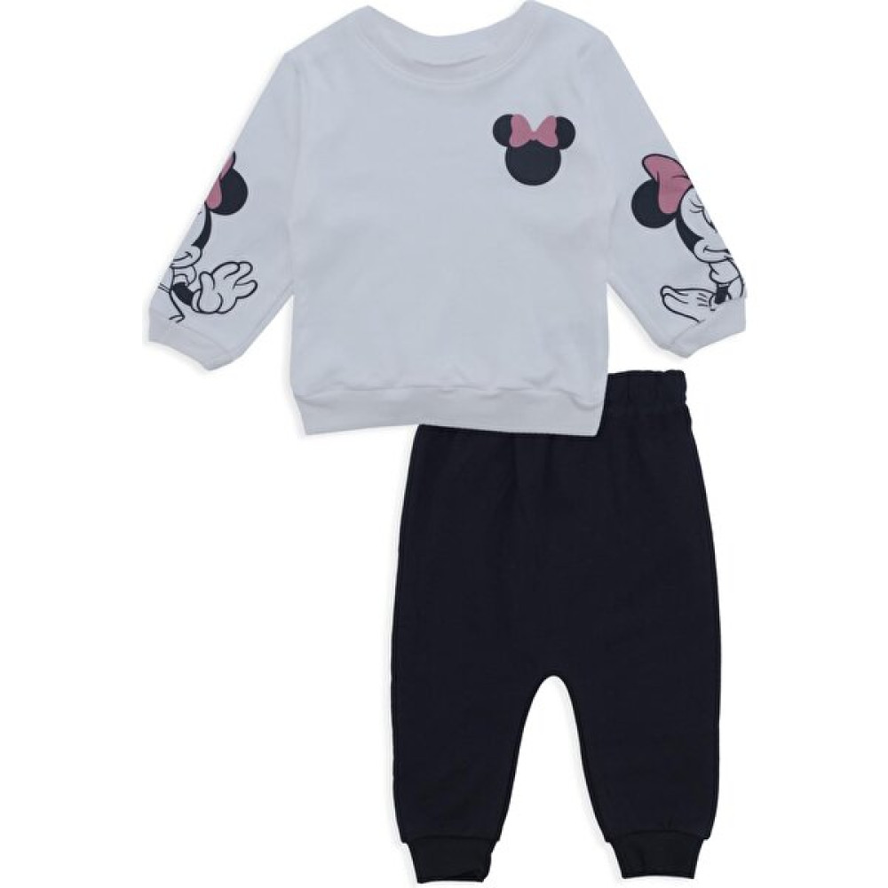 Bebelop Kız Bebek Mickey Mouse Baskılı Omuz Detay Alt Üst Eşofman Takımı Bebek Eşofman Fiyatı