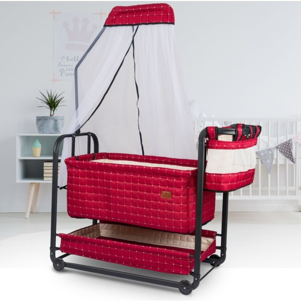 Bebelow bebelow Safir Anne Yanı Sallanır Hamak Beşik - 107 x 55 cm - Bordo Beşik Fiyatı
