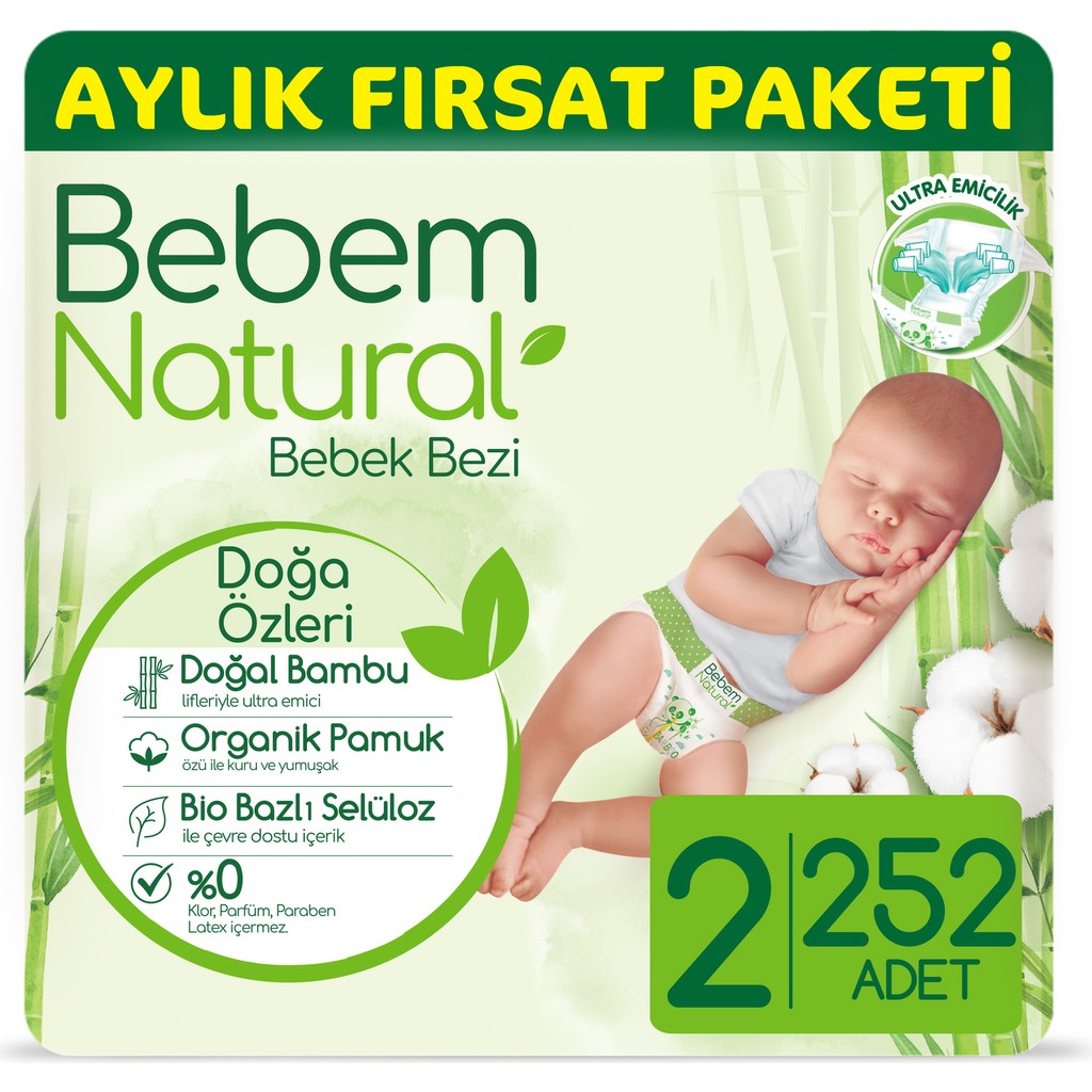 Bebem Natural Bebek Bezi 2 Beden Mini Aylık Fırsat Paketi 252 Adet Bebek Bezi Fiyatı