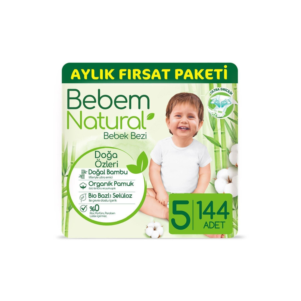 Bebem Natural Bebek Bezi Aylık Fırsat Paketi Junior 5 No 144 Lü Bebek Bezi Fiyatı