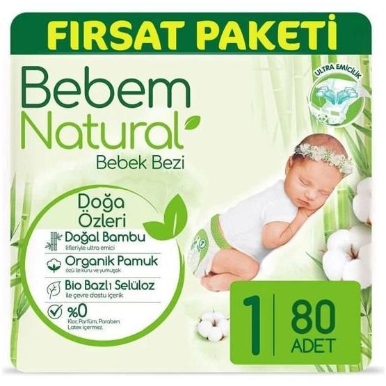 Bebem Natural Jumbo Ekonomik Beden:1 2-5 kg Yenidoğan 80 Adet Bebek Bezi Bebek Bezi Fiyatı