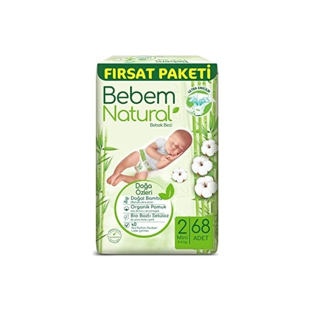 Bebem Natural Mını 68 Adet 2 Numara Bebek Bezi Fiyatı