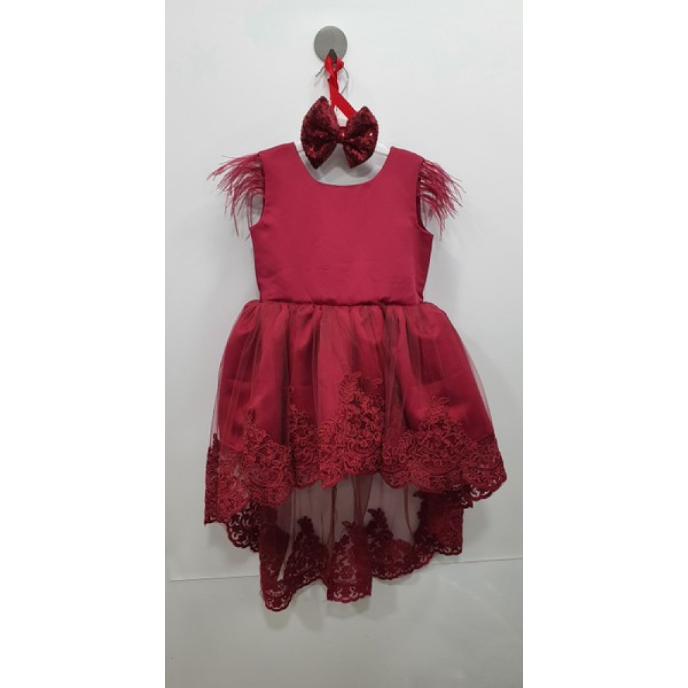 BebeMekan Kol Tüylü Abiye Elbise Tütülü Bordo Bebek Elbisesi Fiyatı