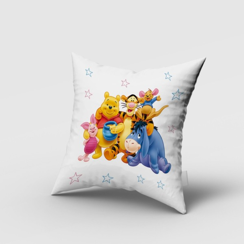 Bebemotto Winnie The Pooh ve Arkadaşları, Çift Taraflı, Ithal Kadife Kumaş, Çocuk Bebek Odası Kırlent Kılıfı - 45 x 45 cm - Renkli Kırlent / Mobilya Yastığı Fiyatı