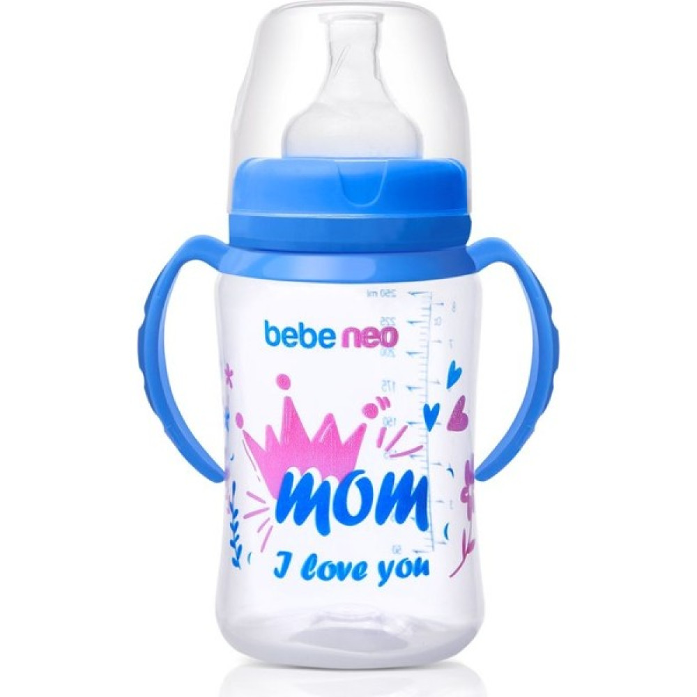 Bebeneo Geniş Ağız Kulplu Pp Biberon Bpa Içermez 250 ml Antikolik Biberon Kaliteli Sağlıklı Kırılmaz - Mavi Biberon Fiyatı