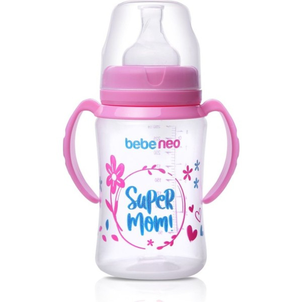 Bebeneo Geniş Ağız Kulplu Pp Biberon Bpa Içermez 250 ml Antikolik Biberon Kaliteli Sağlıklı Kırılmaz - Pembe Biberon Fiyatı
