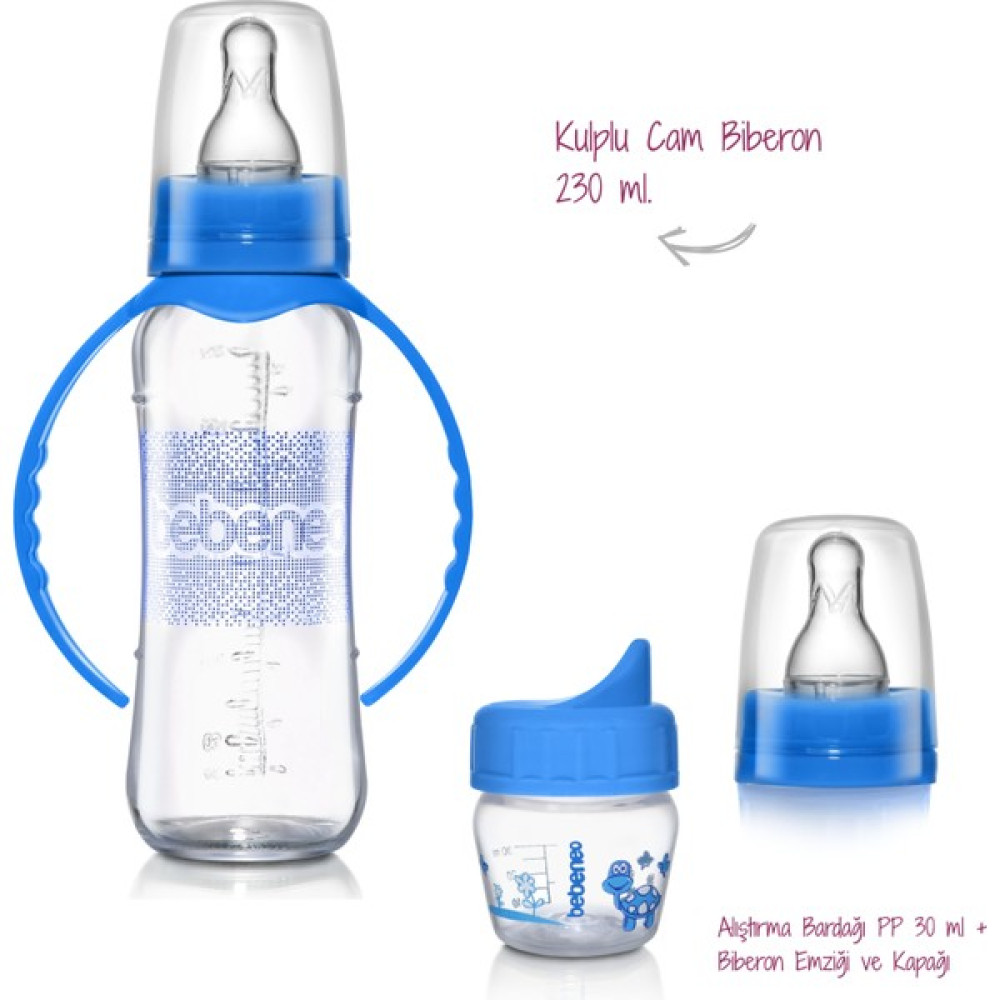 Bebeneo Kulplu Cam Biberon 230 ml ve Mini Pp Biberon & Suluk | Kaliteli Ekonomik Biberon Setleri Bpa Içermez Biberon Fiyatı
