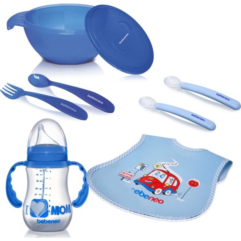 Bebeneo Mama Tabağı Silikon Kaşık Önlük Suluk Mama Kasesi Set - 250 ml - Mavi Biberon Fiyatı