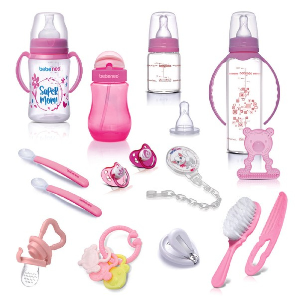 Bebeneo Yenidoğan Bebek Hediye Seti – Emzik Biberon Süper Set – 16 Parça Hediyelik Kutu Ekonomik Kaliteli Komple Bebek Bakım Seti - 250 ml - Pembe Biberon Fiyatı