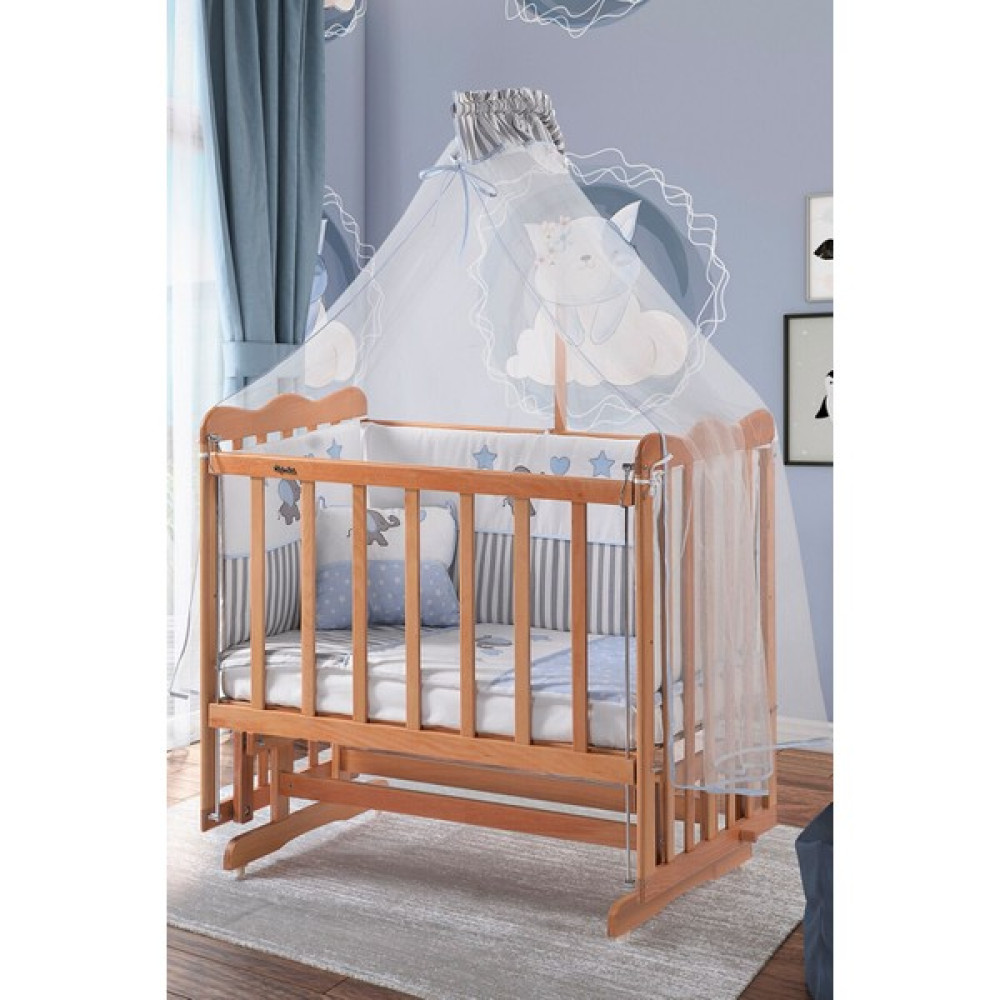 Bebeşik Natürel Anne Yanı Beşik Karyola 60X100 - 60x100cm - Mavi Beşik Fiyatı