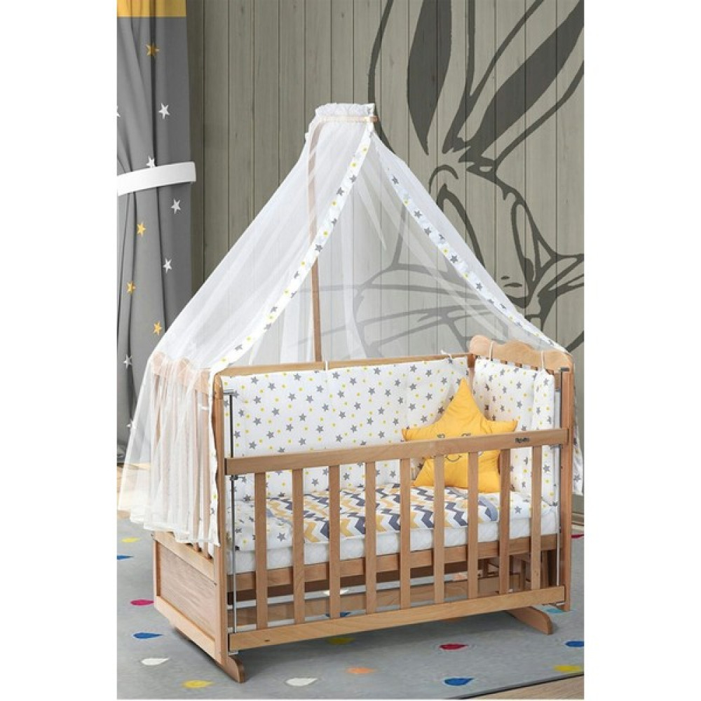 Bebeşik Natürel Anne Yanı Beşik Karyola - 60x120cm - Hardal Beşik Fiyatı