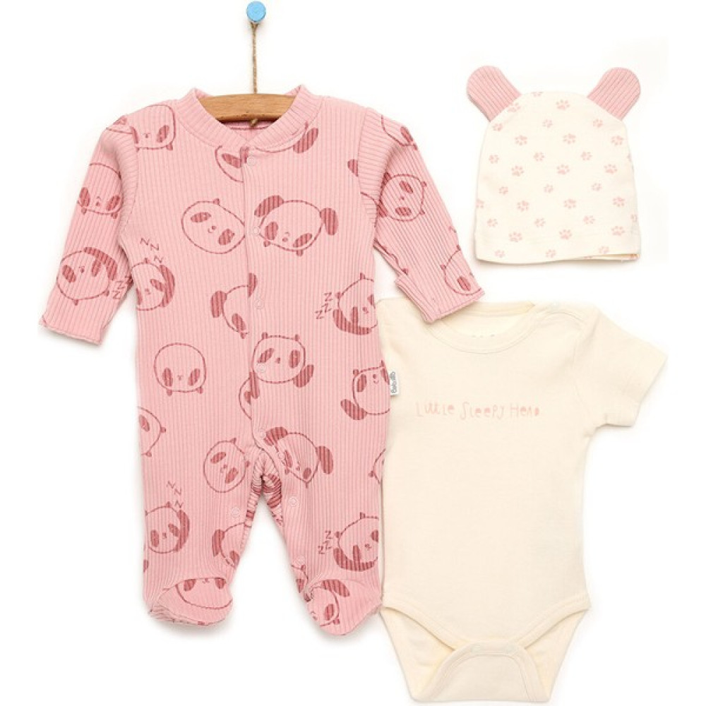 Bebetto Yenidoğan Panda Love Tulum-Body-Şapka Set 3lü Set Unisex Bebek Giysi Takım Fiyatı